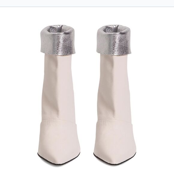 IRO Avina Withe silver fold over bootie boots NIB size 37 - Picture 3 of 6